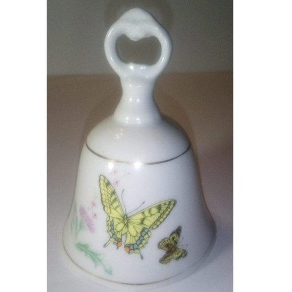 Yellow Butterfly Hostess Bell - Fine Bone China - Vintage 1980s - Picture 1 of 4